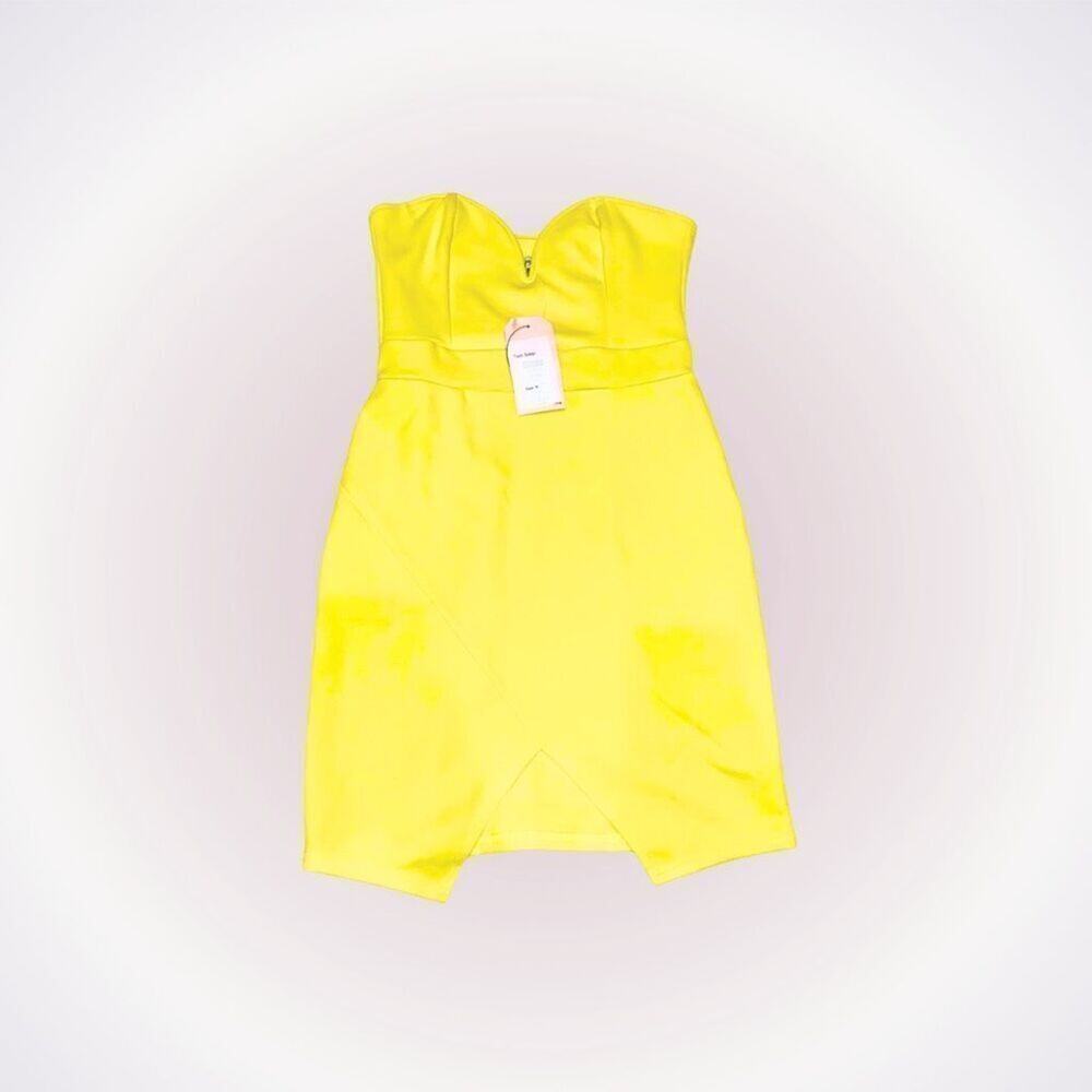Twin Sister yellow scuba sweetheart strapless mini dress | Sz M, NWT
